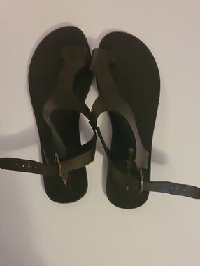 JoliMall Black Ankle Strap Thong Sandals Size 8